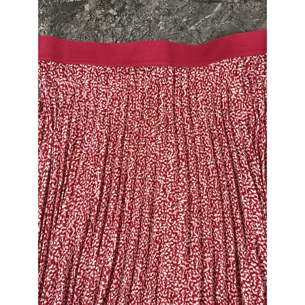 Vince Camuto Midi Pleated Skirt Floral Feminine Flowy Career Pull On Berry Sz M - Picture 4 of 8